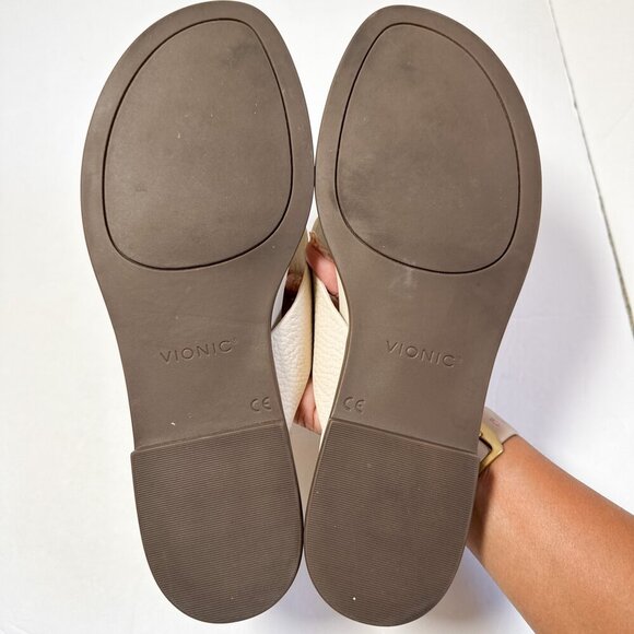 VIONIC Agave Leather Comfort Sandals Cream Thong Style Size 11 - Picture 7 of 7